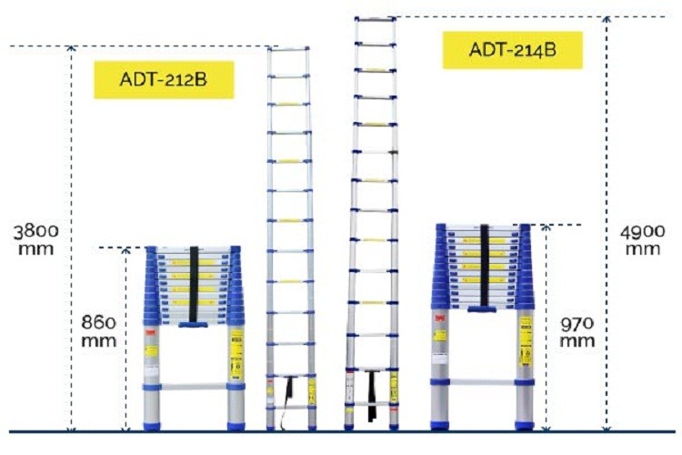 Thang nhôm rút gọn Advindeq ADT-214B 4m9 (Mã SP: Advindeq ADT-214B 4m9)