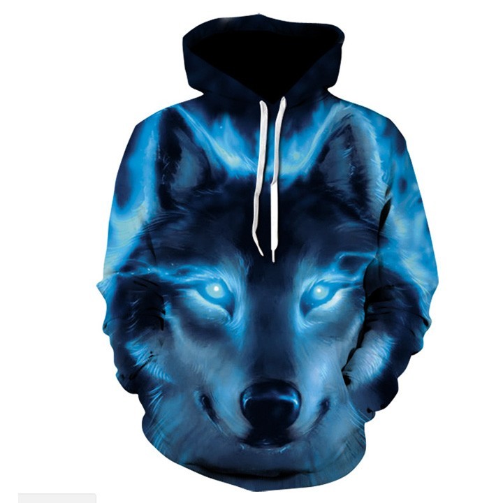 Áo hoodie nam 3D Sói Xanh Cá Tính Hot 2018 1