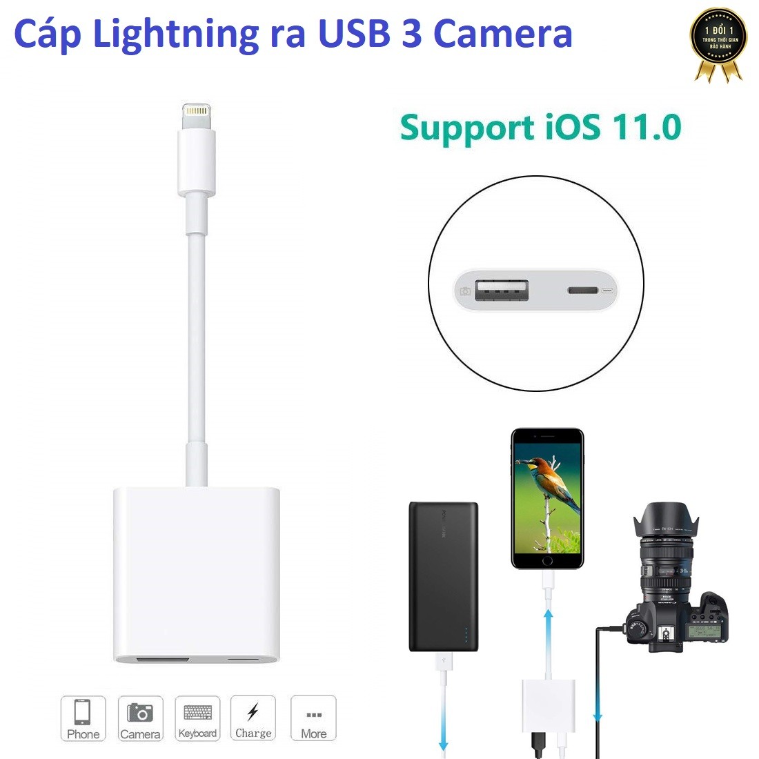 Hình ảnh Cáp Chuyển Lightning to Camera USB Adapter - Cáp OTG