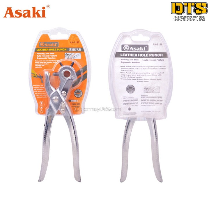 Kìm Bấm Lỗ Thắt Lưng  Dây Nịt  Đa Năng Asaki Ak 8158 (Mã SP: AK8158)