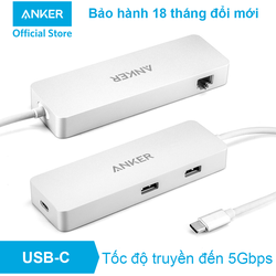 Bộ chia cổng ANKER USB-C Hub, Ethernet và Power Delivery - A8302 - Trắng