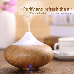 Máy khuếch tán xông tinh dầu hình tròn màu gỗ nâu