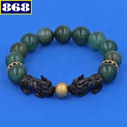 Chuỗi tay đá cẩm thạch 12 ly tỳ hưu đen VCTXDTHHEV12