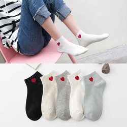 Set 5 Đôi Tất Vớ Nữ Hàn Quốc Cổ Ngắn Hình Trái Tim Phong Cách Ulzzang
