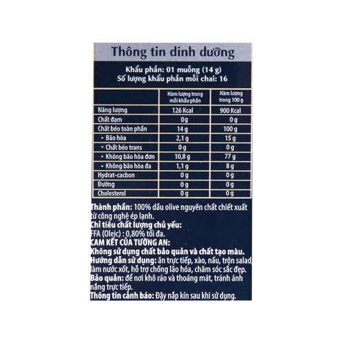 Dầu olive Tường An Extra Virgin chai 250m