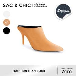 { Tặng kèm 1 mặt nạ Vedete + 1 Kotex } Bốt Cao BC-1 Cao 7cm Da Bóng Hở Gót Sành Điệu Sac & Chic – BC-1