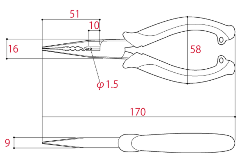 Thông số Kìm nhọn SMS-150DG Tsunoda King TTC
