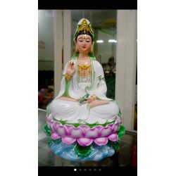 Tượng ngài Quan Thế Âm Bồ Tát ngồi sơn thủ công áo trắng cao 30cm Tượng ngài Quan Thế Âm Bồ Tát ngồi sơn thủ công áo trắng cao 30cm