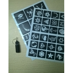 Combo 1 lọ mực xăm Henna và 2 tấm khuôn mẫu