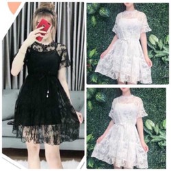 Đầm ren xuống phố đẹp mê ly Ảnh thật