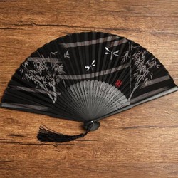 Quạt cổ trang chuồn chuồn trúc quạt xếp cầm tay phong cách Trung Quốc