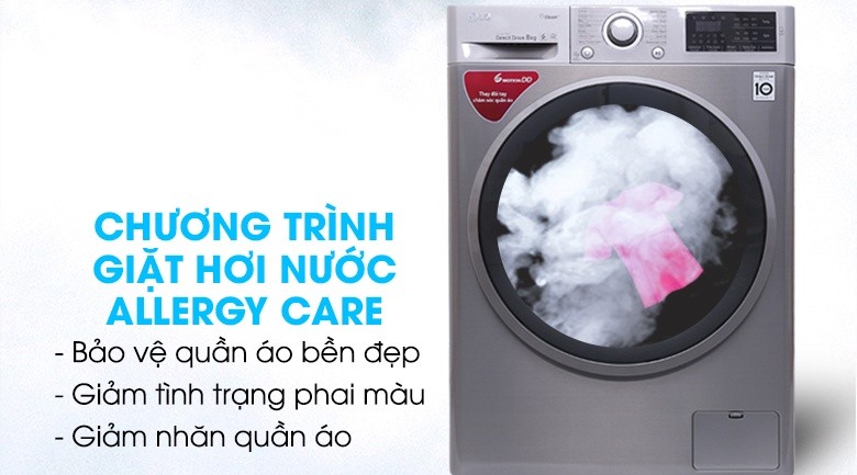 Giặt hơi nước - Máy giặt LG Inverter 8 kg FC1408S3E Giặt hơi nước - Máy giặt LG Inverter 8 kg FC1408S3E