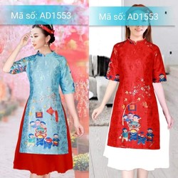 Váy xòe gấm cổ thuyền V