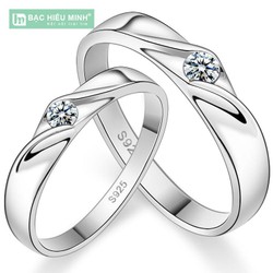 Nhẫn Đôi Bạc Hiểu Minh NC174 Chiếc Lá Tình Yêu