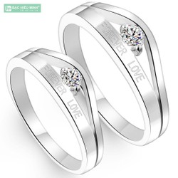 Nhẫn đôi Bạc Hiểu Minh NC236 - Yêu đôi mắt em