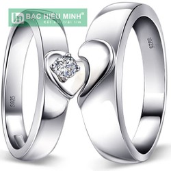 Nhẫn đôi Bạc Hiểu Minh NC167 mảnh ghép trái tim (Bạc)