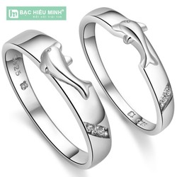 Nhẫn đôi Bạc Hiểu Minh NC372 tung tăng bên nhau (Bạc)