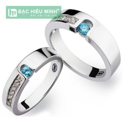 Nhẫn đôi Bạc Hiểu Minh NC037 - Mắt xanh