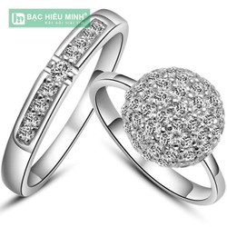Nhẫn đôi Bạc Hiểu Minh NC327 - Hoa tình yêu