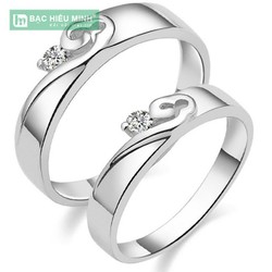 Nhẫn đôi Bạc Hiểu Minh NC244 - sóng tình