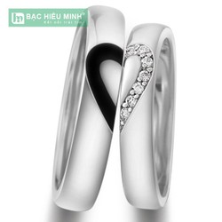 Nhẫn đôi Bạc Hiểu Minh NC144 - Mảnh ghép trái tim