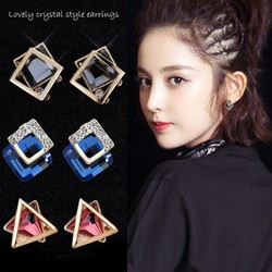 Bông tai nữ nạm đá zircon lấp lánh sang trọng, hoa tai đính đá, khuyên tai, tòn ten bạc nữ