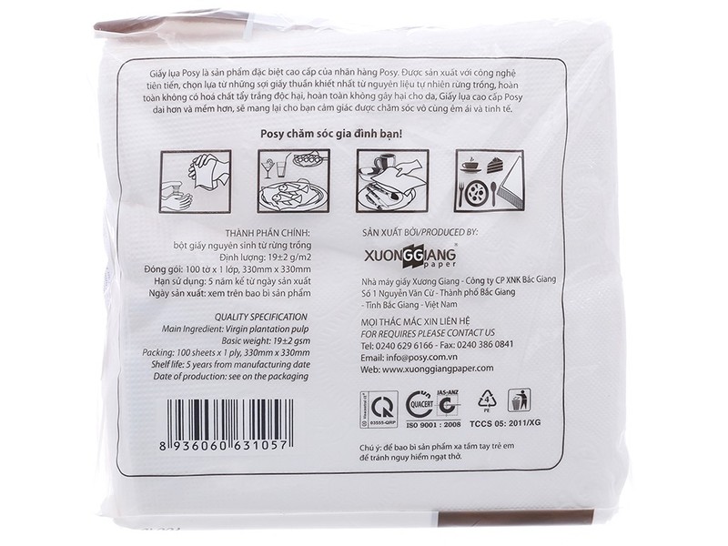 Combo 3 Khăn giấy vuông Posy 100 tờ