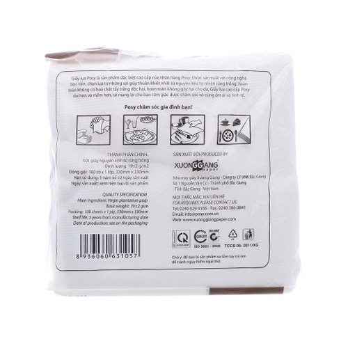 Combo 3 Khăn giấy vuông Posy 100 tờ