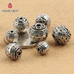 Phụ kiện bạc thái hình tròn xỏ ngang họa tiết hoa văn – Ngọc Qúy Gemstones – B0472-1-B-B
