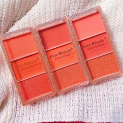 Má hồng 3 ô KISS BEAUTY tông Cam đào - Hàng nội địa Trung