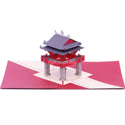 Thiệp kiến trúc Việt Nam Văn Miếu Quốc Tử Giám Hà Nội, thiệp nổi 3d, thiệp chúc mừng, quà tặng ý nghĩa - PNP116