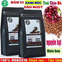1kg Cà Phê Rang Mộc Nguyên Hạt chưa xay DUC ANH COFFEE thành phần Robusta Buôn Ma Thuột - 2 gói zipper 500gr - Rang vừa phù hợp Pha Máy - pha phin - Sản phẩm trực tiếp từ nông trại - Thương hiệu Việt - giao hàng nhanh chóng
