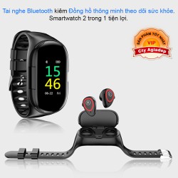 Tai nghe Bluetooth kiêm Đồng hồ thông minh theo dõi sức khỏe Smartwatch 2 trong 1 tiện lợi - Model1