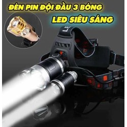 [HỖ TRỢ SHIP 40K] Đèn pin đội đầu 3 bóng T6 siêu sáng