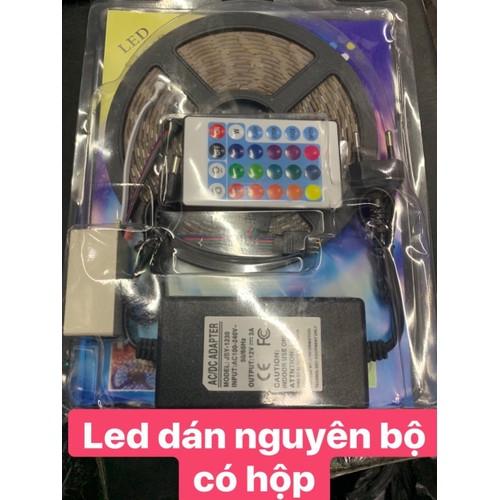Cuộn đèn Led dây dán 12V 5m đổi nhiều màu RGB + Nguồn + Remote điều khiển