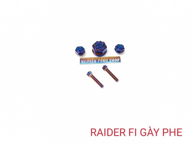 Hình ảnh ốc vặn ty phuộc xe raider Fi gài ron xanh titan 5 con