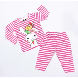 Bộ thun bé gái tay dài sọc