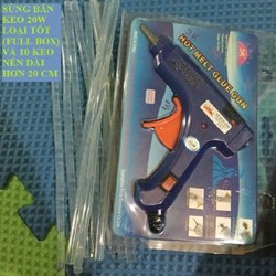 Súng bắn keo nến 20W loại tốt full box và 10 Keo nến chất lượng cực tốt dài hơn 20CM