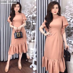 Đầm ôm vải lụa chinh phông siêu đẹp 40-59kg đuôi cá thiết kế cao cấp