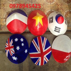 NÓN LÁ VẼ CỜ QUỐC KỲ NÓN LÁ VẼ CỜ QUỐC KỲ