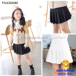 22-36kg. Chân váy kaki xếp ly cho bé gái – có quần bên trong – VG1216103