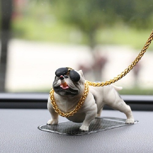 Tượng chú chó Bully Mỹ trang trí taplo xe hơi, ô tô và bàn làm 