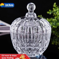 Bộ 3 thố đựng mứt cao 14cm rộng 10cm- Thố thủy tinh đựng mứt - Thố thủy tinh có nắp đậy - lọ thủy tinh trắng