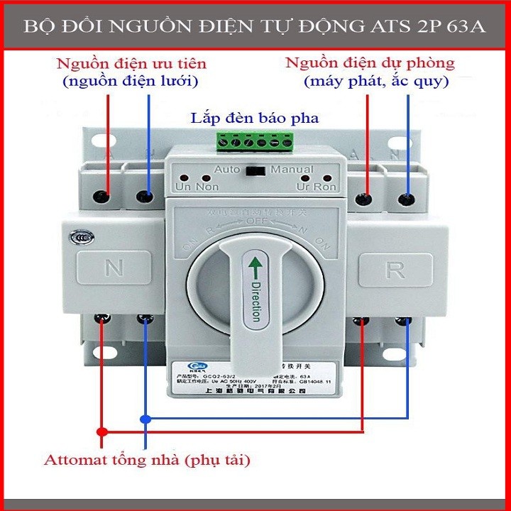 Hình ảnh ATS- Bộ chuyển đổi nguồn điện tự động 2P 63A tự động