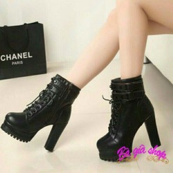 Giày bốt boot cao gót 10cm bốt đinh cao