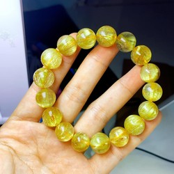 Vòng Tay Phong Thủy Thạch Anh Tóc Vàng 12 Ly