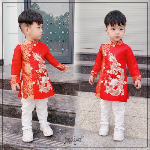 Áo dài bé trai hình rồng diện tết hàng cực đẹp mẫu mới nhất tết 2020