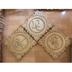 Tranh chữ Phúc Lộc Thọ gỗ Pơmu