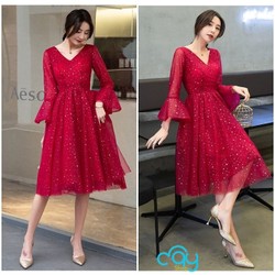 ĐẦM ĐỎ ĐÍNH NHŨ DỰ TIỆC NỔI BẬT ĐỦ SIZE 30 ĐẾN 72KG - E3
