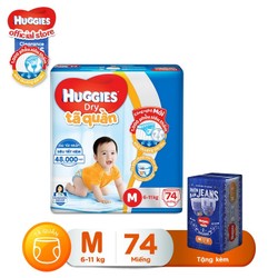 [Tặng Kotex Thảo Dược] [ Tặng thêm 1 gói tã quần jeans 8 miếng] Tã quần HUGGIES DRY PANTS SUPER JUMBO M74 5-10kg